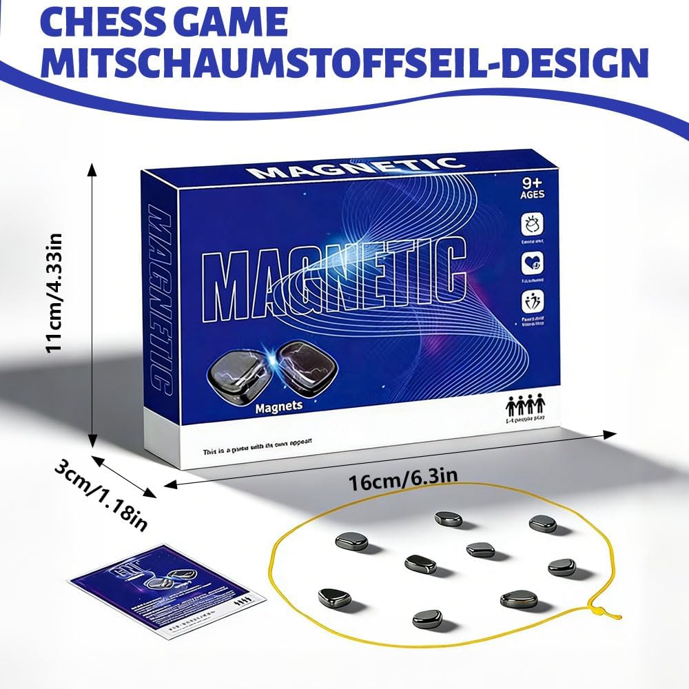 Magnetic Chess Game with Stones and String - Portable Educational Family Board Game for Kids & Adults, Travel-Friendly Magnetic Games for Logic Skills Development - Image 2