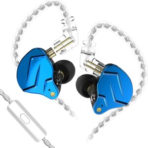 KZ ZSN PRO X in-Ear Earbud Headphones with Mic Dual Driver 1BA+1DD Hybrid Wired Gaming Earbuds Earphones Compatible with Android, iPhone, iPad, Laptops, MP3 and Most 3.5mm Interface (Blue with Mic)