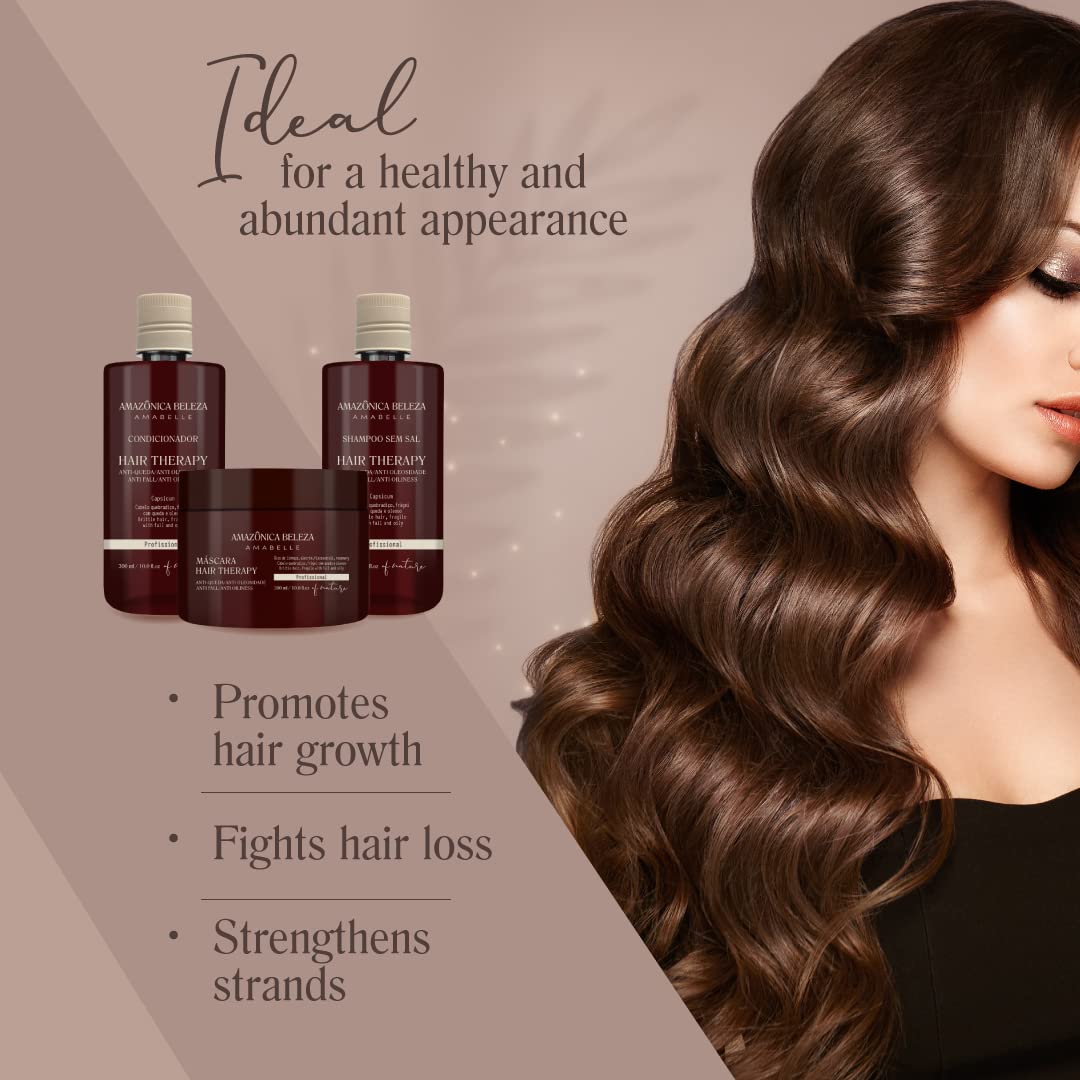 AMAZONICA BELEZA Hair Therapy Kit - Shampoo, Conditioner, Hair Mask (300ml/10.1 Oz) | Professional Line | Removes Oiliness, Prevents Hair Loss, Promotes Growth - Image 4