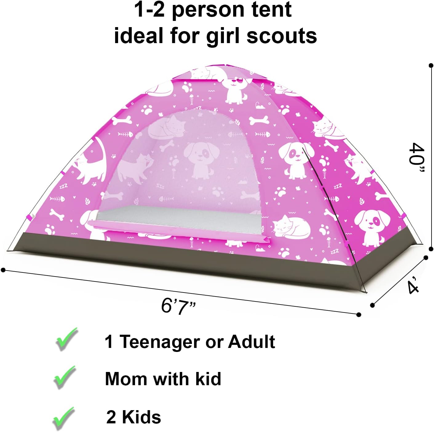 KidzAdventure 2 in 1 Kids Tent for Camping/Kids Play Tent| Backpacking Tent for Kids |Easy Set Up Camping Tent - Image 2