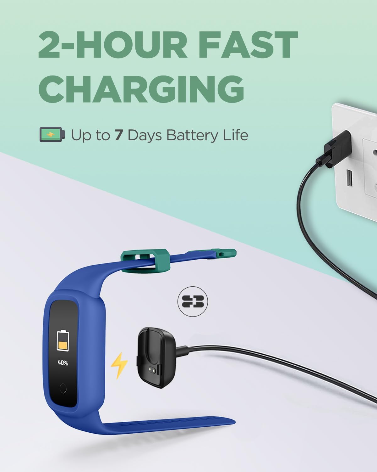 BIGGERFIVE Vigor 2 L Kids Fitness Tracker Watch for Boys Girls Ages 5-15, Activity Tracker, Heart Rate Sleep Monitor, IP68 Waterproof, Pedometer, Calorie Step Counter Watch, Blue - Image 6