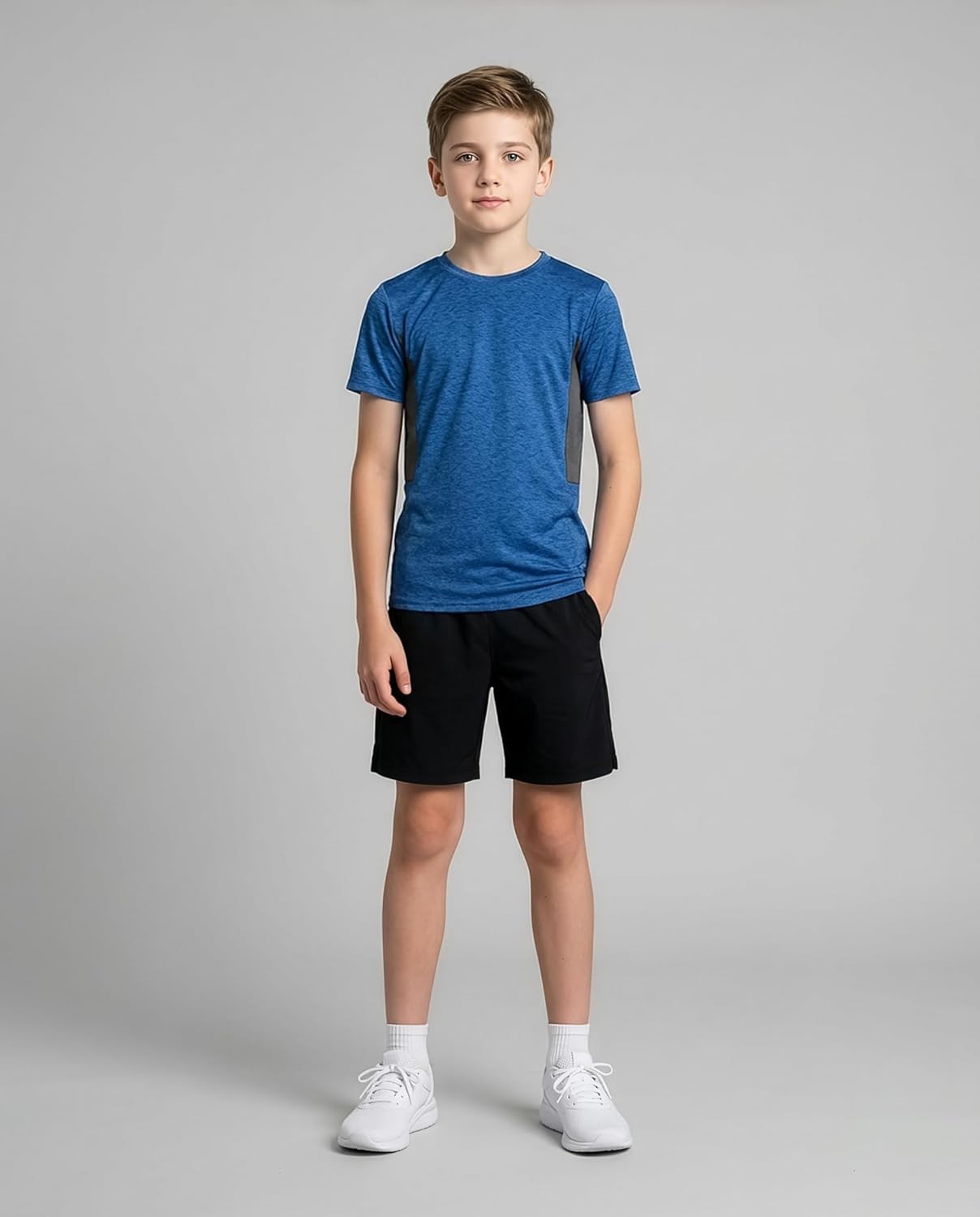 Real Essentials 5 Pack: Youth Dry-Fit Wicking Active Athletic Performance Short Sleeve T-Shirt Boys & Girls Shirts - Image 3