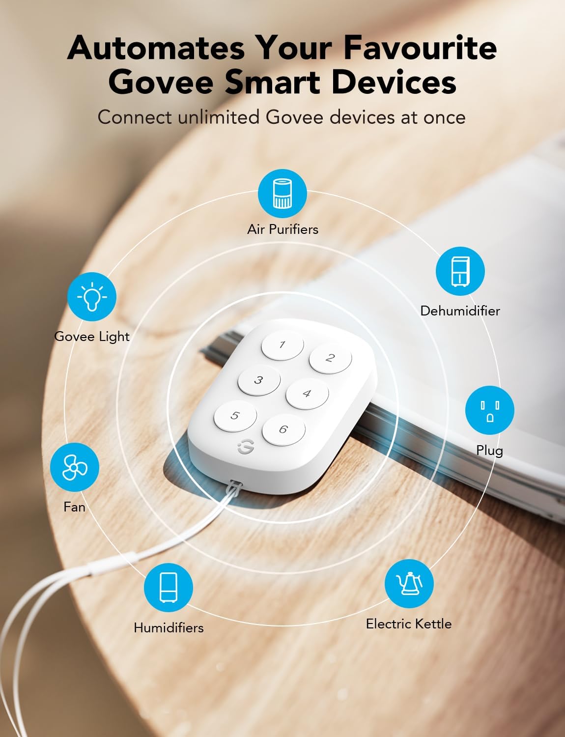 GoveeLife Wireless Mini Smart 6 Button Sensor, Group Control Multiple Devices, Versatile Control Button, Battery Powered, Supports Most GoveeLife Smart Products - Image 4