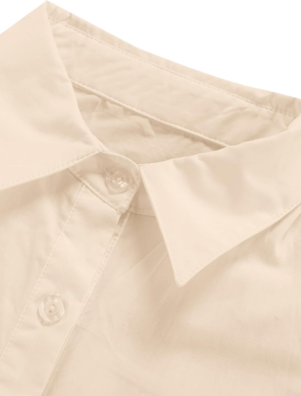 LYANER Women's Casual Shirt Dress Collar V Neck Button Down Loose Long Sleeve Mini Dresses - Image 4