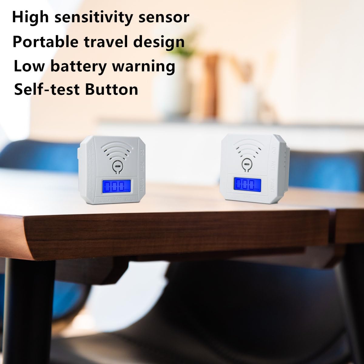 COOKSS Carbon Monoxide Detector 2 Pack,CO Gas Monitor Alarm with LCD Digital Display and Sound Warning,Battery Powered High Accuracy CO Alarm for Home,Office,Warehouse - Image 4