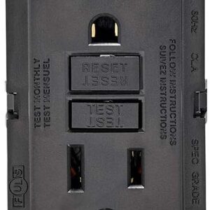 Leviton GFCI Outlet, 15 Amp, Self Test, Non Tamper-Resistant with LED Indicator Light, Protection from Electric Shock and Electrocution, GFNT1-E, Black
