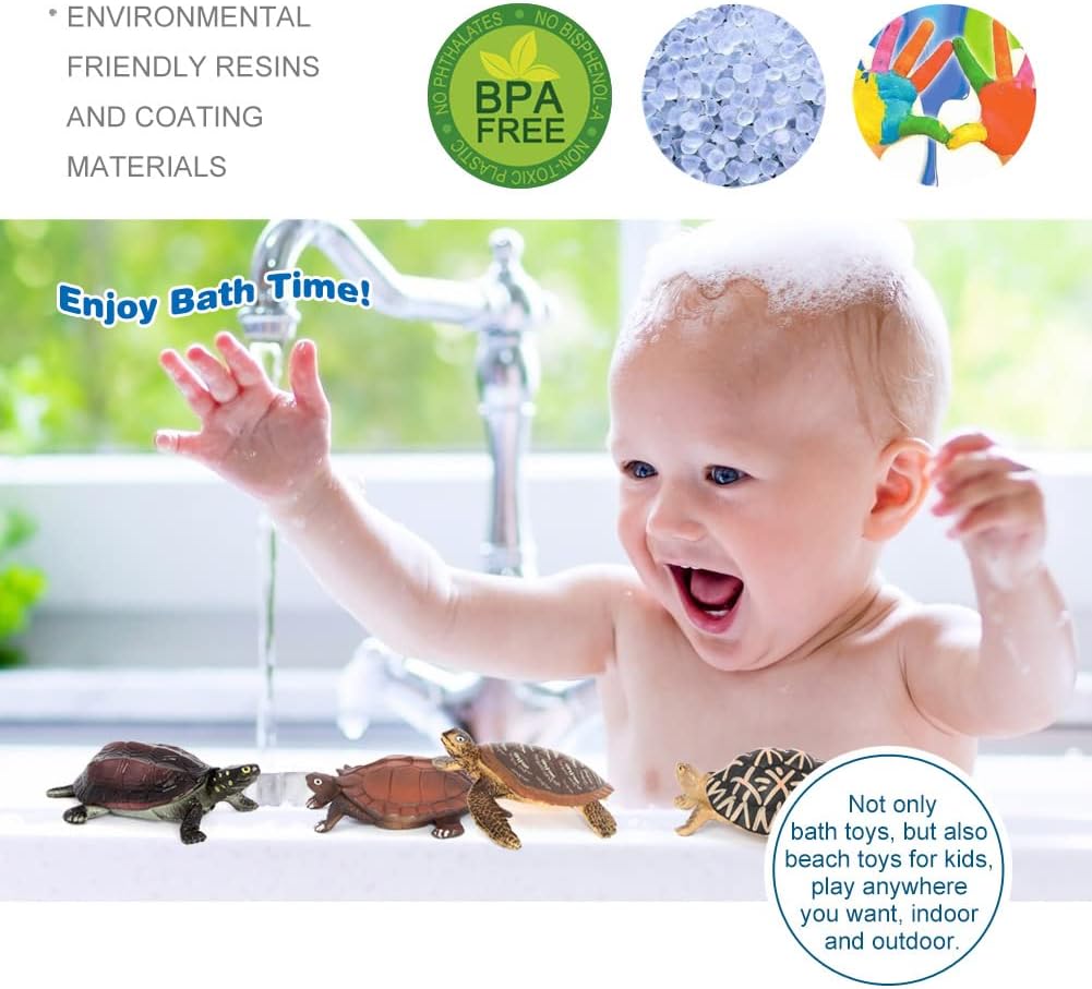 Volnau Mini Sea Turtle Figures 14PCS Animal Toys Figurines for Kindergarten Toddlers Kids Ocean Sea Creature Cake Topper Pack - Image 4