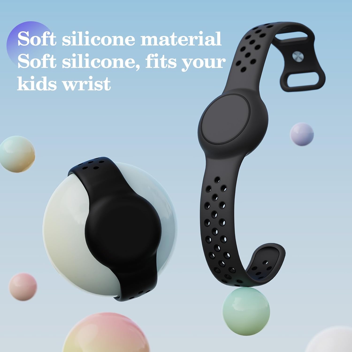 Waterproof Bracelets Compatible with AirTag for Kids, 2 Packs Silicone Holder with Hidden Cover Design Wristband Compatible with AirTag for Child, Breathable GPS Tracker Holder for Kids BDGB - Image 3