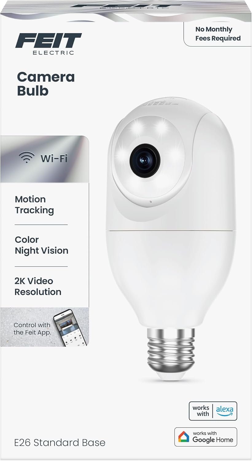 Feit Electric Smart Security Camera Bulb, 2K QHD Resolution, 2-Way Audio, Human Tracking, 350° Pan, Night Vision, Motion Alerts, E26 Base, Alexa/Google Assistant Compatible, CAM/PAN/WIFI/E26/2K - Image 16