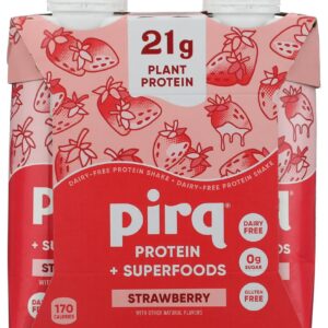 Pirq Strawberry Plant Protein Shake 4 Pack, 11 Fl Oz