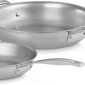 Le Creuset Stainless Steel Classic 3-Ply Set of 2 Fry Pan Set, 9.5″ and 11″