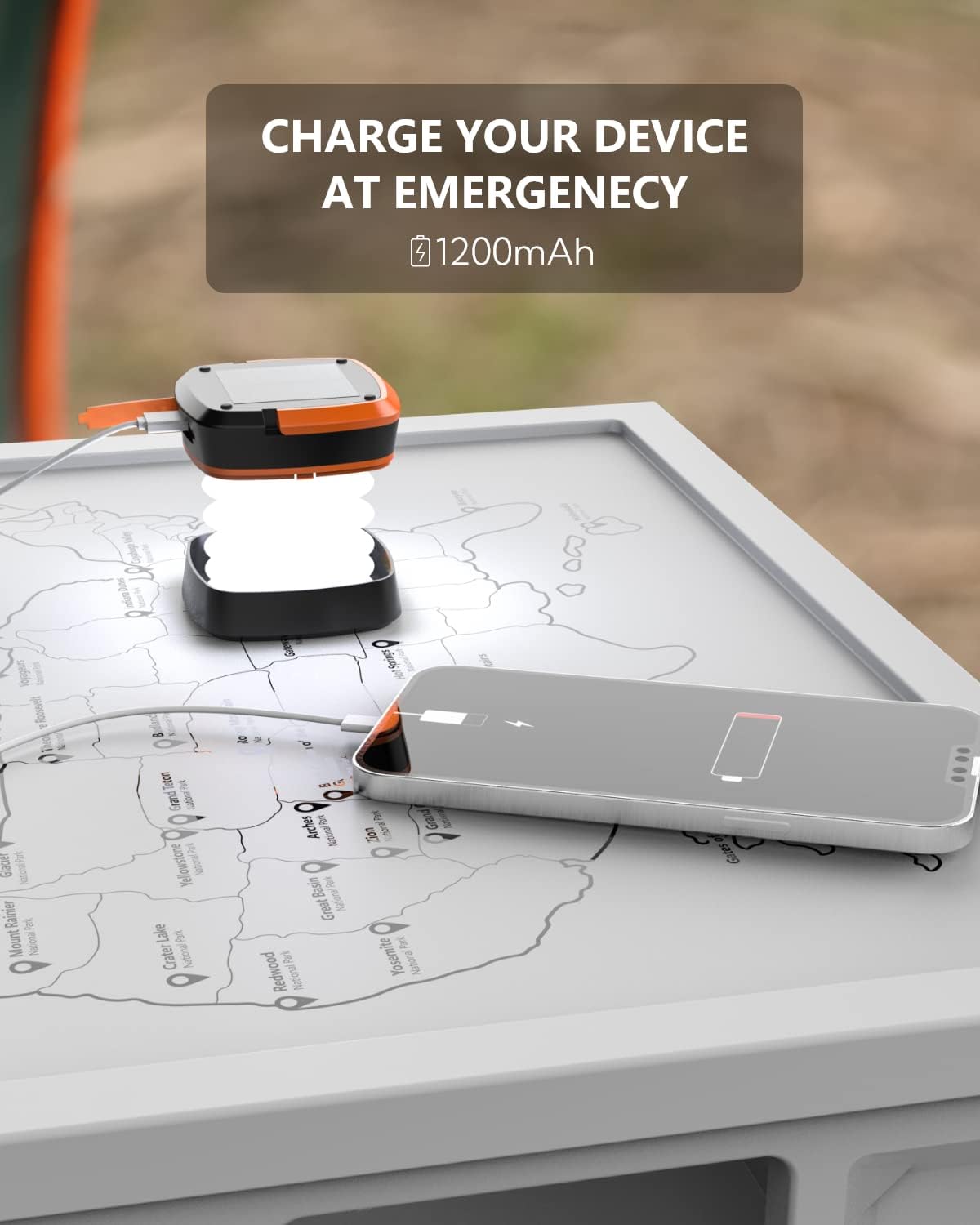 LUMOPAL Solar Lanterns - Collapsible Camping Light, Rechargeable LED Portable USB Lamp, IP54 Waterproof for Backpacking, Emergency Phone Charger, Tent, Hiking, Power Outage (2 Pack) - Image 5