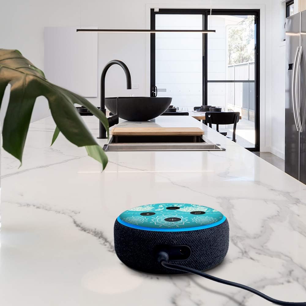 Blue Elephant Pattern Print - Vinyl Decal Skin Compatible with Amazon Echo Dot 3rd Generation Alexa - Decorations for Your Smart Home Speakers, Great Accessories Gift for mom, dad, Birthday, Kids - Image 3