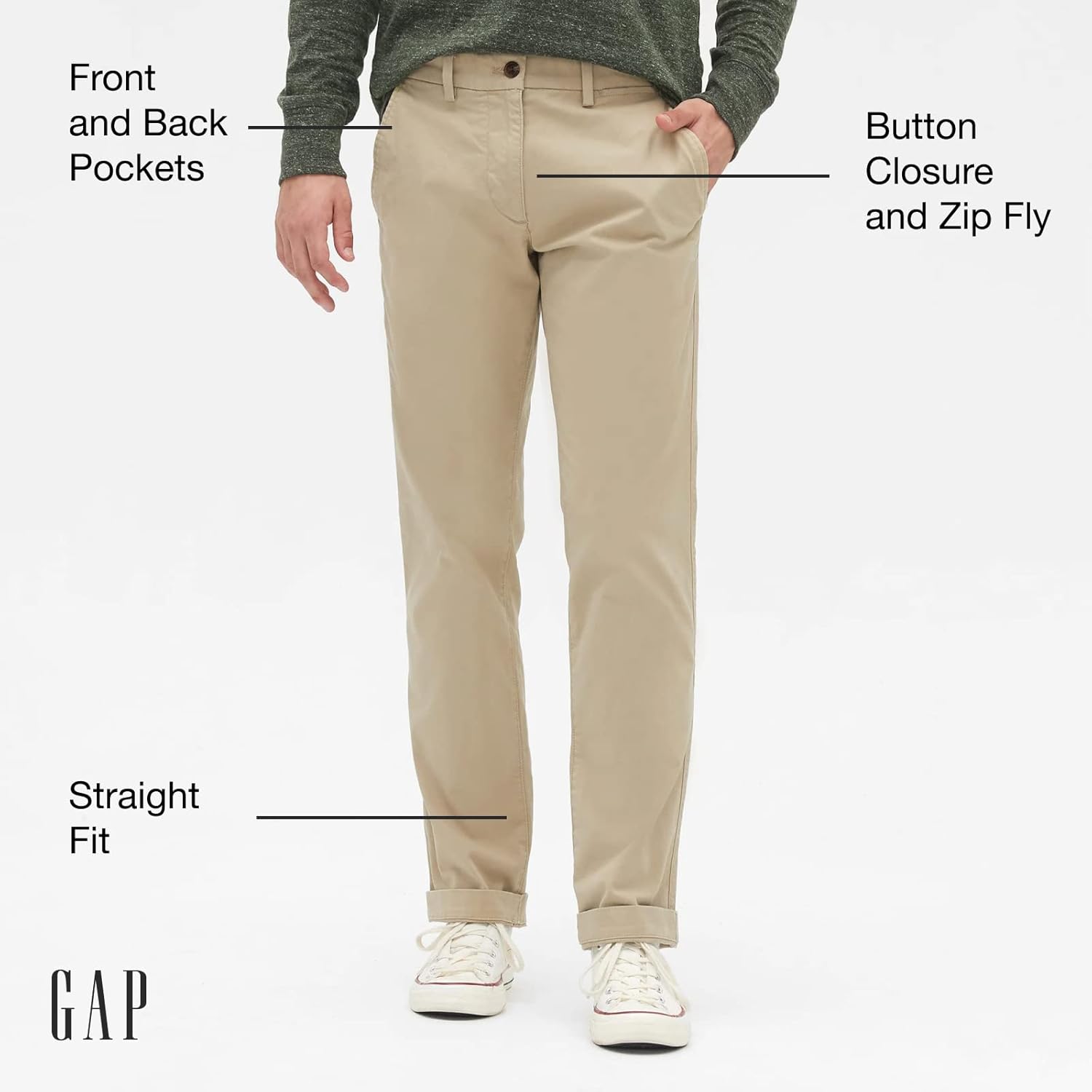 Gap Mens Essential Straight Fit Khaki Chino Pants - Image 2