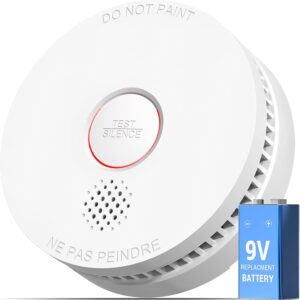SITERWELL Smoke Detector with Magnetic Mount, Battery Operated Fire Alarm, Photoelectric Sensor, Low-Battery Warning, Test/Mute Button, UL217 10th Edition Listed, GS509A, 1 Pack