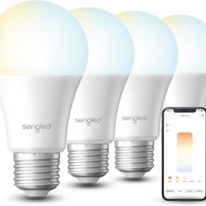 Sengled Dual Mode Smart Light Bulbs with Remote & App Control, LED Bulbs 2700K-6500K Dimmable, Remote Control Light Bulbs 60W Equiv, Local Group Control (4P No Remote, No Support Alexa & Google)