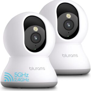 blurams 5G Cameras for Home Security, 2K Pet Camera with Phone App, 360° PTZ Indoor Camera w/Dual-Band WiFi6, Free Human/Motion/Sound Detection, 2-Way Talk, Night Vision, Compatible with Alexa, 2Pack