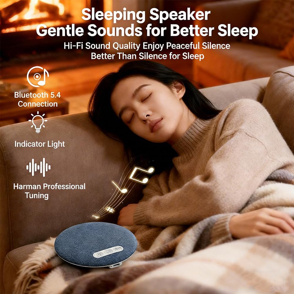 2026 New Sleep Pillow Speaker, Bluetooth Pillow Speaker with White Noise Timer Wireless Sleep Aid with Stereo Bass Private Sleep Headphones for Adult Kids (Pink) - Image 2