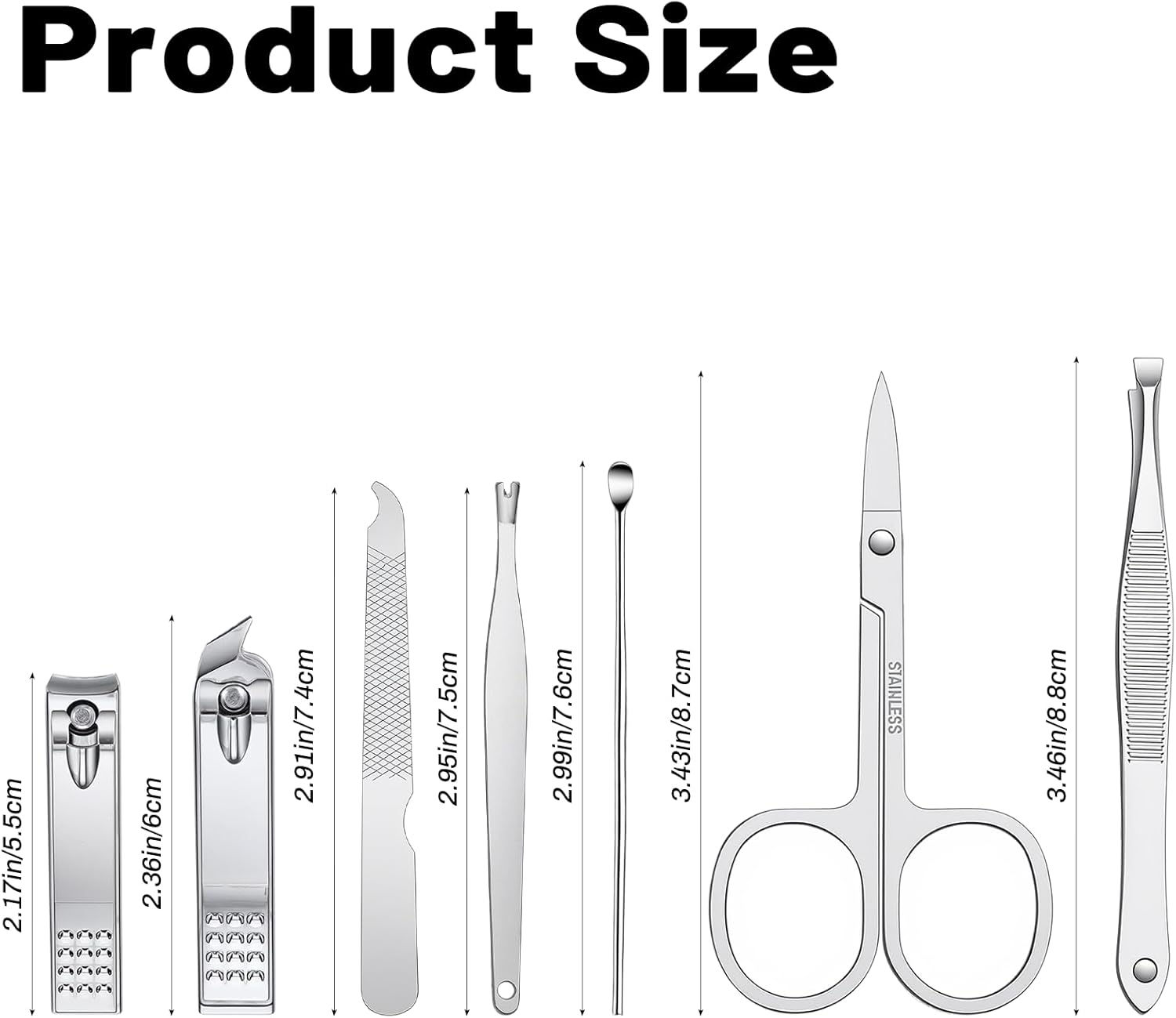 7 Pcs Travel Manicure Set Nail Clipper Set Gifts for Men & Women Fingernail Grooming Kit, Travel Clipper Kit with Nail Care Tools Beauty Scissors Tweezers PU Black Leather Pouch - Image 2