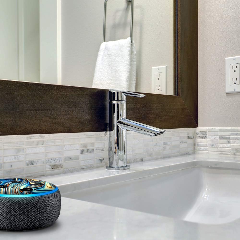 Blue Oragne Psychadelic Oil Slick - Vinyl Decal Skin Compatible with Amazon Echo Dot 3rd Generation Alexa - Decorations for Your Smart Home Speakers, Great Gift for mom, dad, Birthday, Kids - Image 6