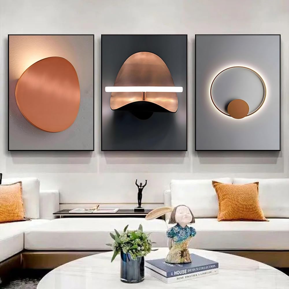 ARTFEB Large Modern Living Room Bedroom Office Framed Wall Decor 3 Panels, Aesthetic Decorative Wall Art Triptych, Warm Color Style Art Prints(Grey, 24" X 32" X 3 pieces) - Image 7