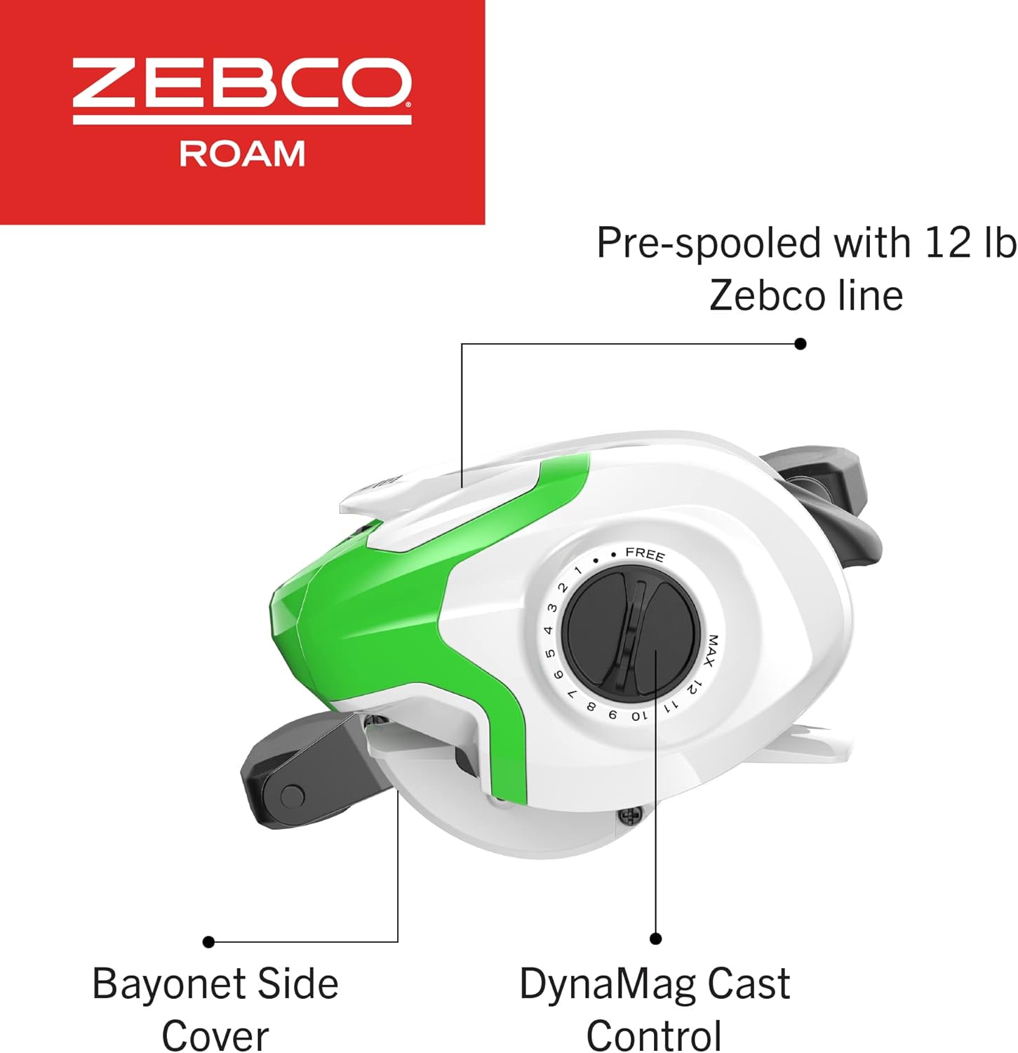 Zebco Roam Baitcast Reel and Fishing Rod Combo, 6-Foot 6-Inch 2-Piece Fiberglass Fishing Pole with Split-Grip MaxTac Rod Handle, Lightweight Graphite Frame, Right-Hand Retrieve - Image 5