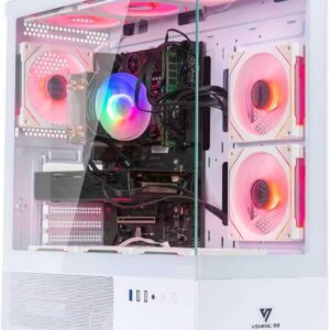 ARGB White Gaming PC Desktop Computer – Core i7-8700K up to 4.7GHz, RTX 4060 8GB, 16GB DDR4 RAM, 1TB SSD, Wi-Fi 6 & Bluetooth 5.4, 9× ARGB Fans, 650W PSU, Windows 11