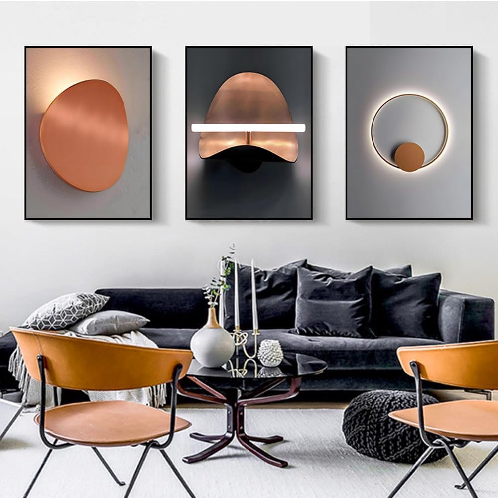 ARTFEB Large Modern Living Room Bedroom Office Framed Wall Decor 3 Panels, Aesthetic Decorative Wall Art Triptych, Warm Color Style Art Prints(Grey, 24" X 32" X 3 pieces) - Image 2