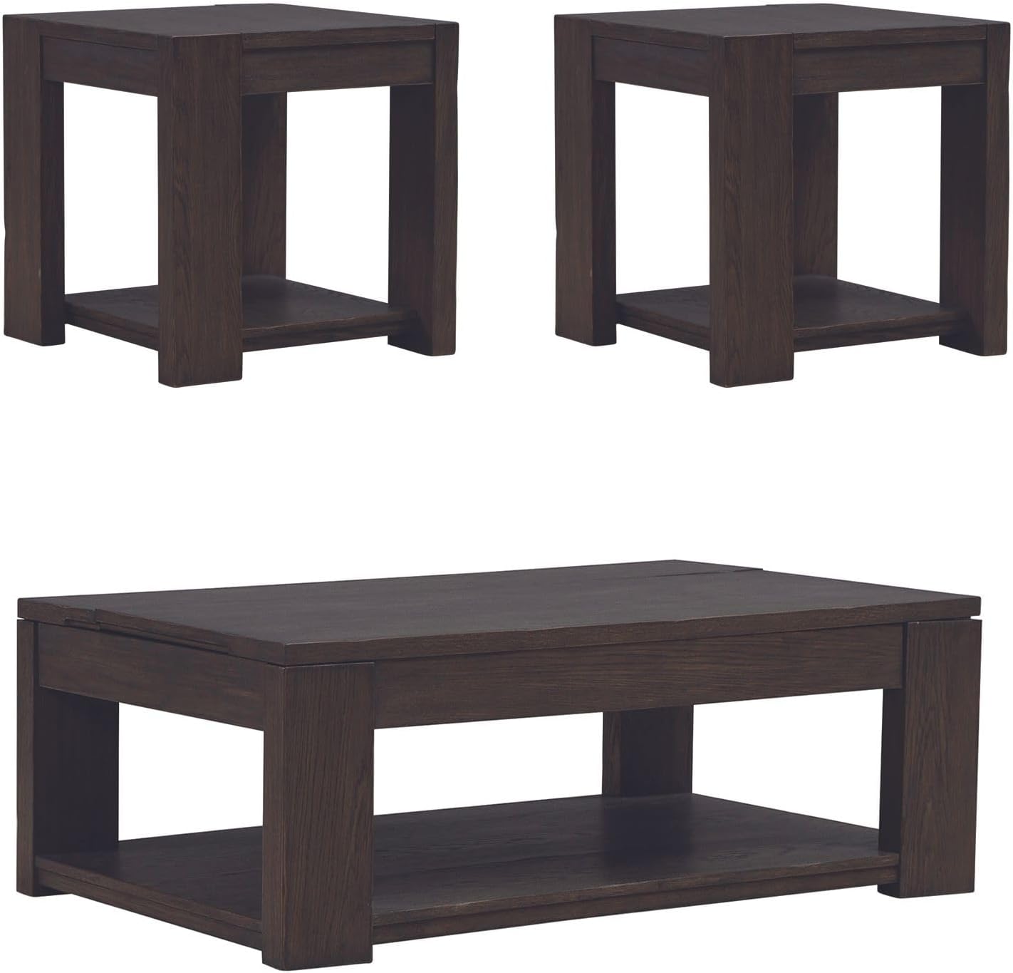 Liberty Furniture Lennox Hill Living Room 3 Piece Set - Lift Top Cocktail Table, 2 End Tables - Bark - Image 2