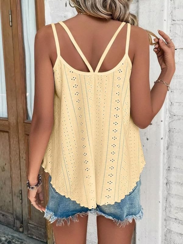 Summer Tank Tops Embroidery for Women Sleeveless Loose Fit Scoop Neck Casual Blouse Sexy Cute Cami for Womens Trendy - Image 2
