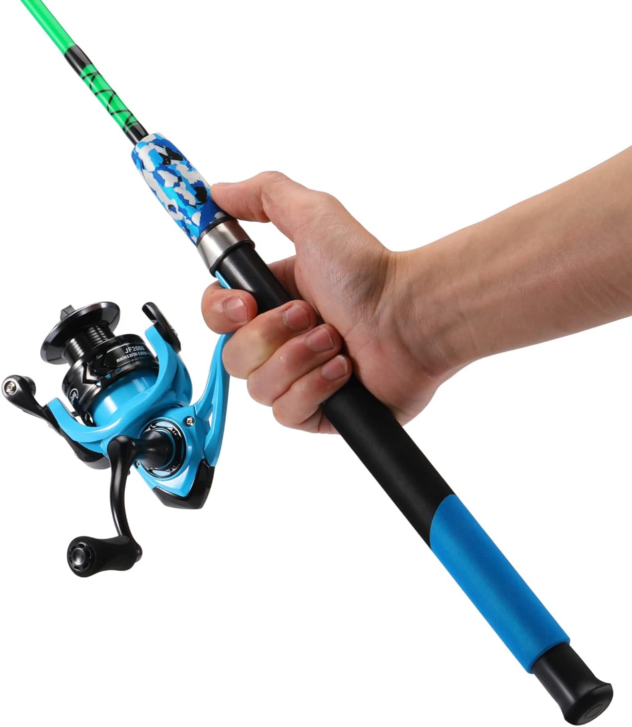 Sougayilang Spinning Reel and 2-Piece Fishing Rod Combo, Durable Graphite & Fiberglass Rod, Split-Grip Cork Handle,Right/Left Handle Position - Image 6