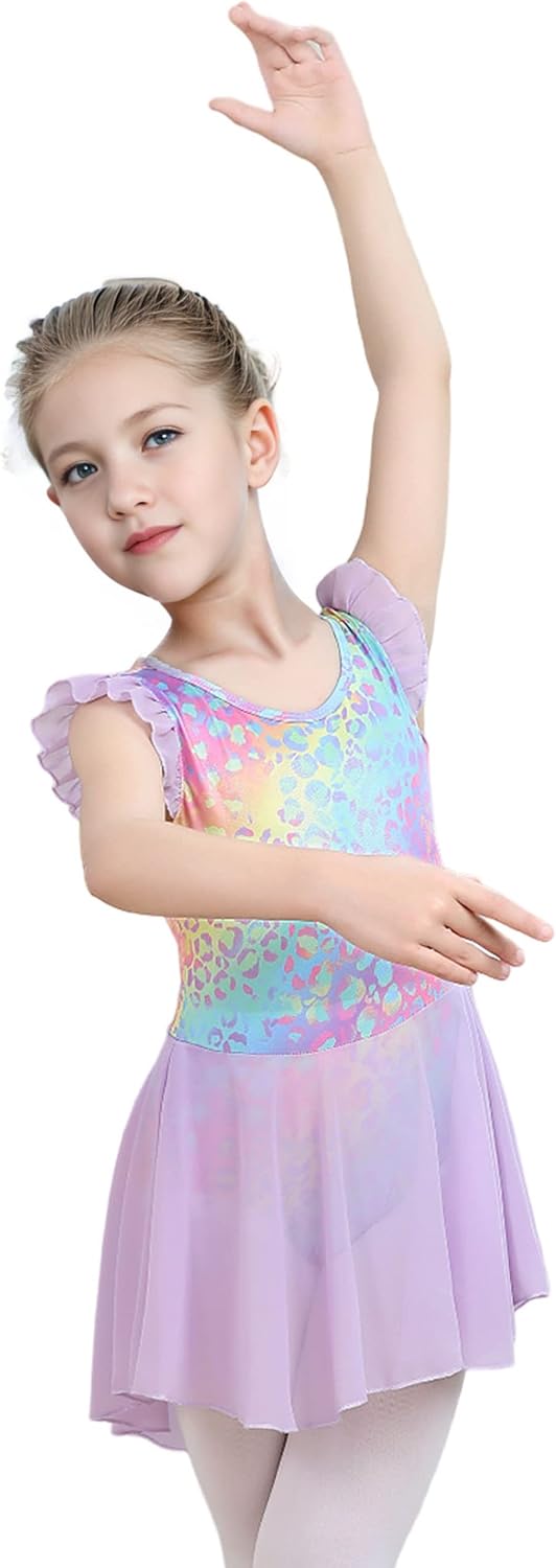 iLover Kids Girls Classic Ruffle Sleeve Tutu kirted Leotard Dress for Dance, Gymnastics and Ballet - Image 5