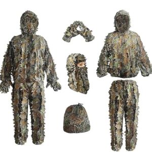 LYLPYHDP Ghillie Suit, Kids Adult 3D Leafy Camouflage Clothing, Camo Suit for Turkey Hunting, Hunting for Outdoor Game and Halloween