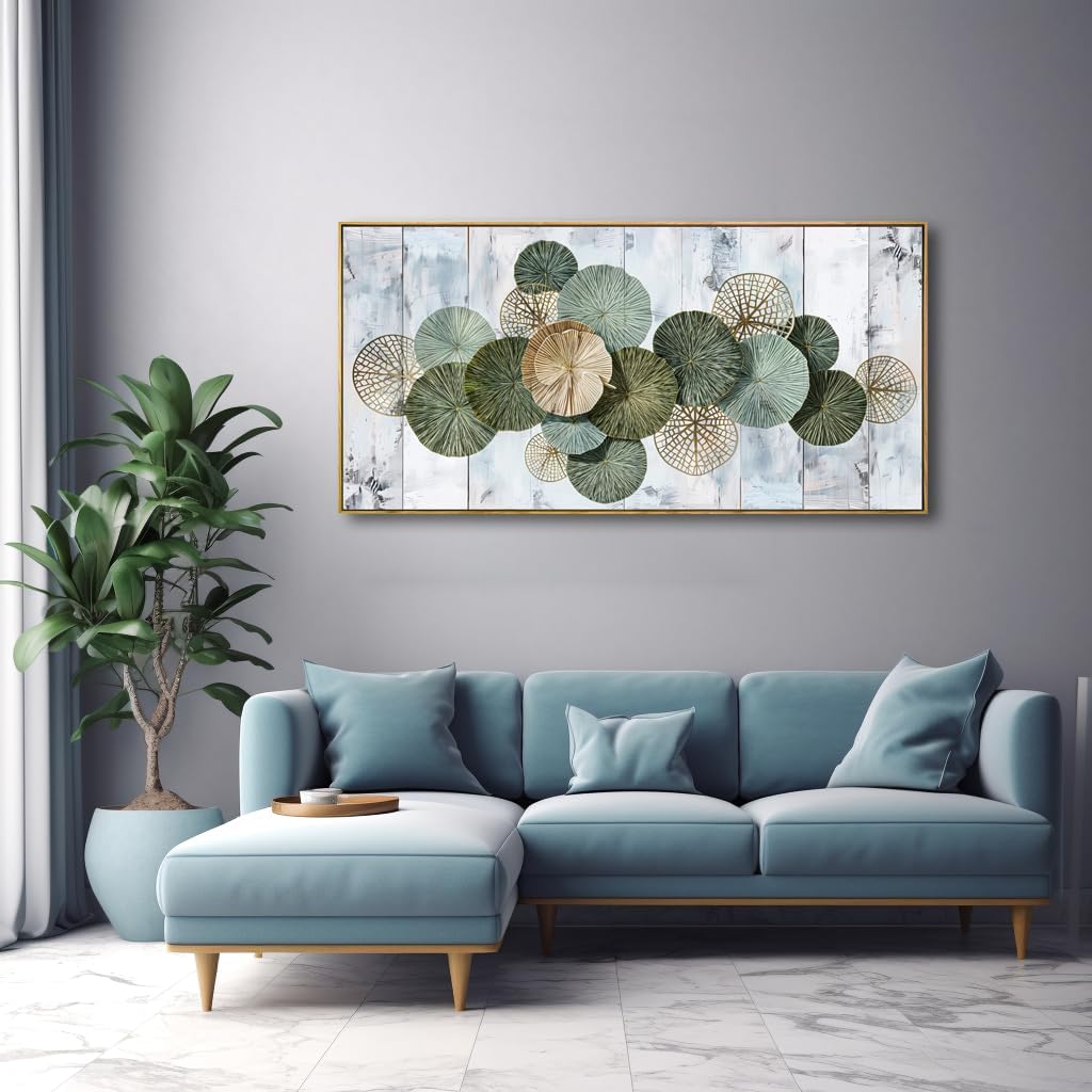 Wall Art Simple Wall Decor Green Canvas Painting Abstract Wall Art for Bedroom Living Room Dining Room Home Office Decor 30"x60" with Framed - Image 7