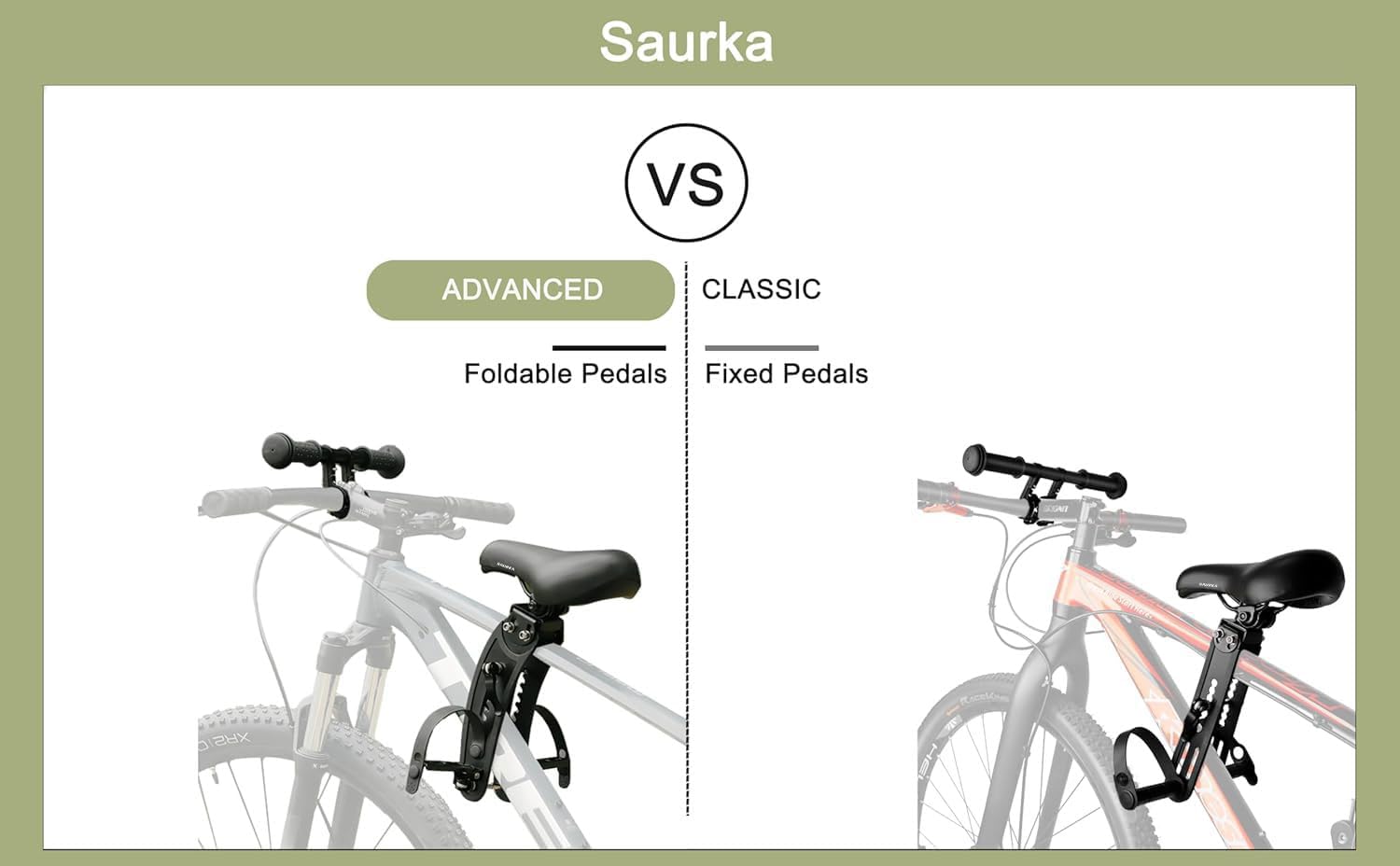 Kid Bike Seat Front Mounted and Handlebar for Mountain Bike Parent-Child Cycling, Child Bicycle Seat&Child Handlebar for All Adult MTB Bike Cycling(Foldable/Not Foldable Pedals) - Image 2