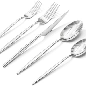 KINGSTONE Silverware Set, 20-Piece Flatware Set Cutlery Set Premium 18/10 Stainless Steel, Tableware Include Forks Knives Spoons for Home Kitchen Restaurant Wedding, Dishwasher Safe