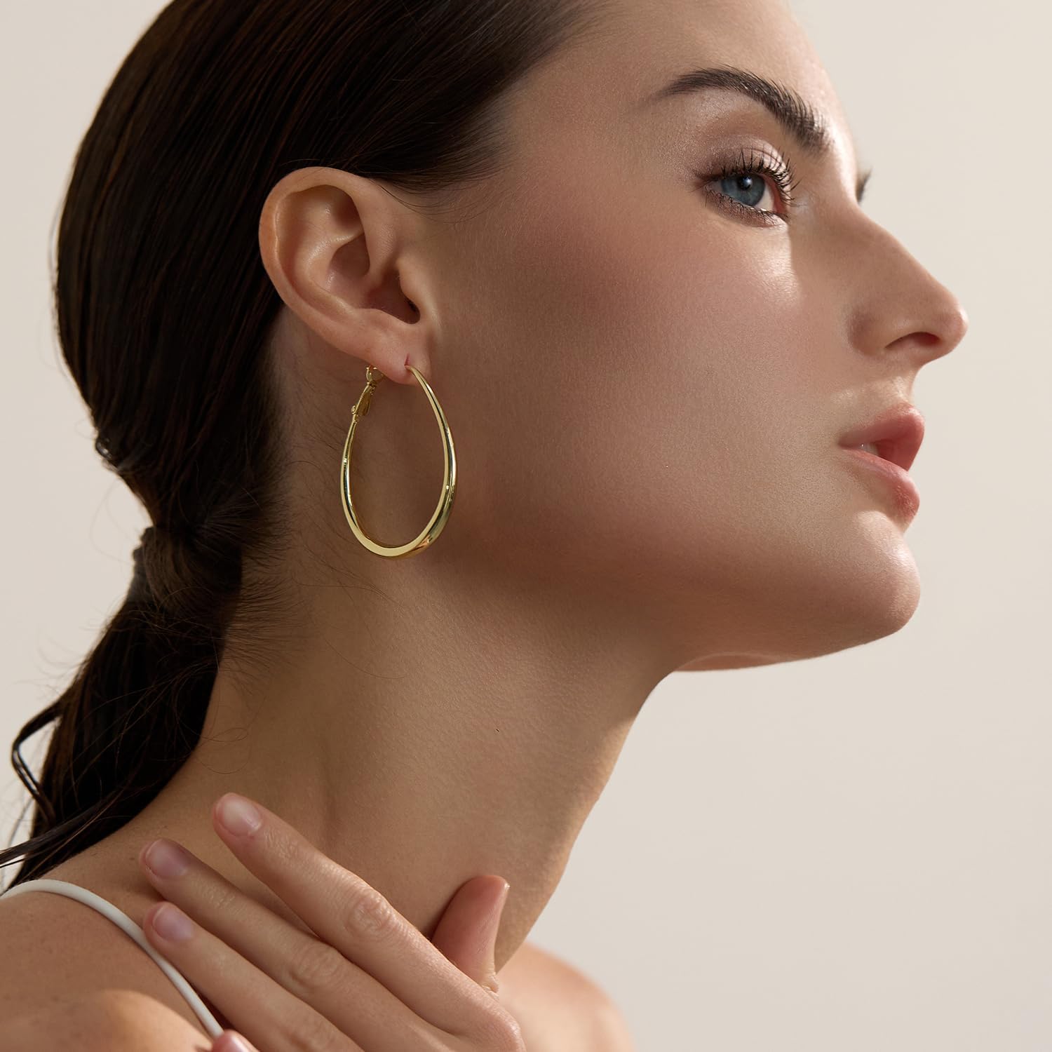 Lightweight Oval Hoop Earrings for Women - 14K Gold Plated, Rose Gold Plated and Sterling Silver Plated Large Oblong Hoop Earrings for Women Statement Jewelry Gift - Image 7