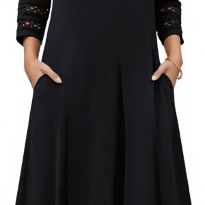 Zeagoo Women Casual Dress 3/4 Sleeve Casual Loose Midi Dress