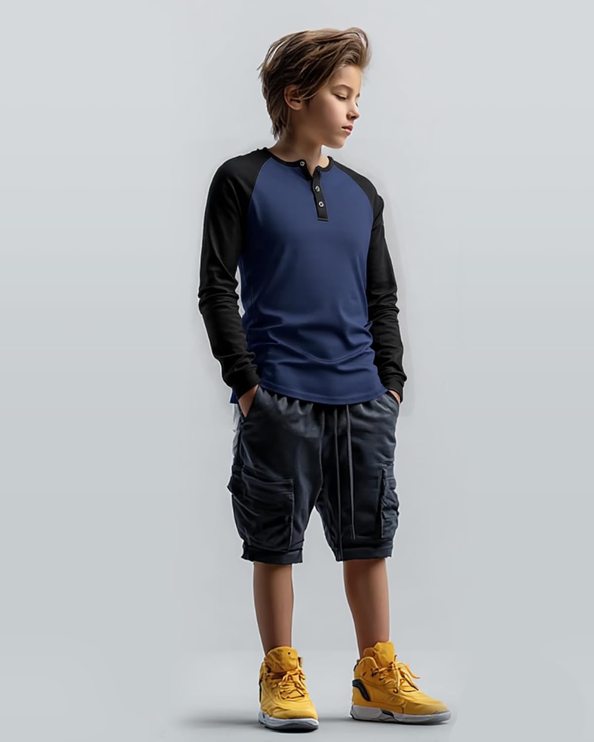 PureChapter 3 Pack Boys Long Sleeve Athletic Shirts Color Blocked Casual Baseball Shirts for Boys - Image 4