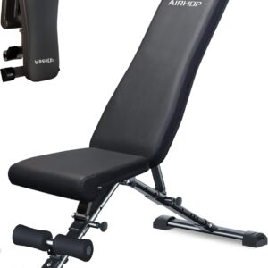 AIRHOP Upgraded Adjustable Weight Bench, Bench Press Full Body Workout, Quick Fold Space Saving, Workout Bench for Home Gym Strength Training