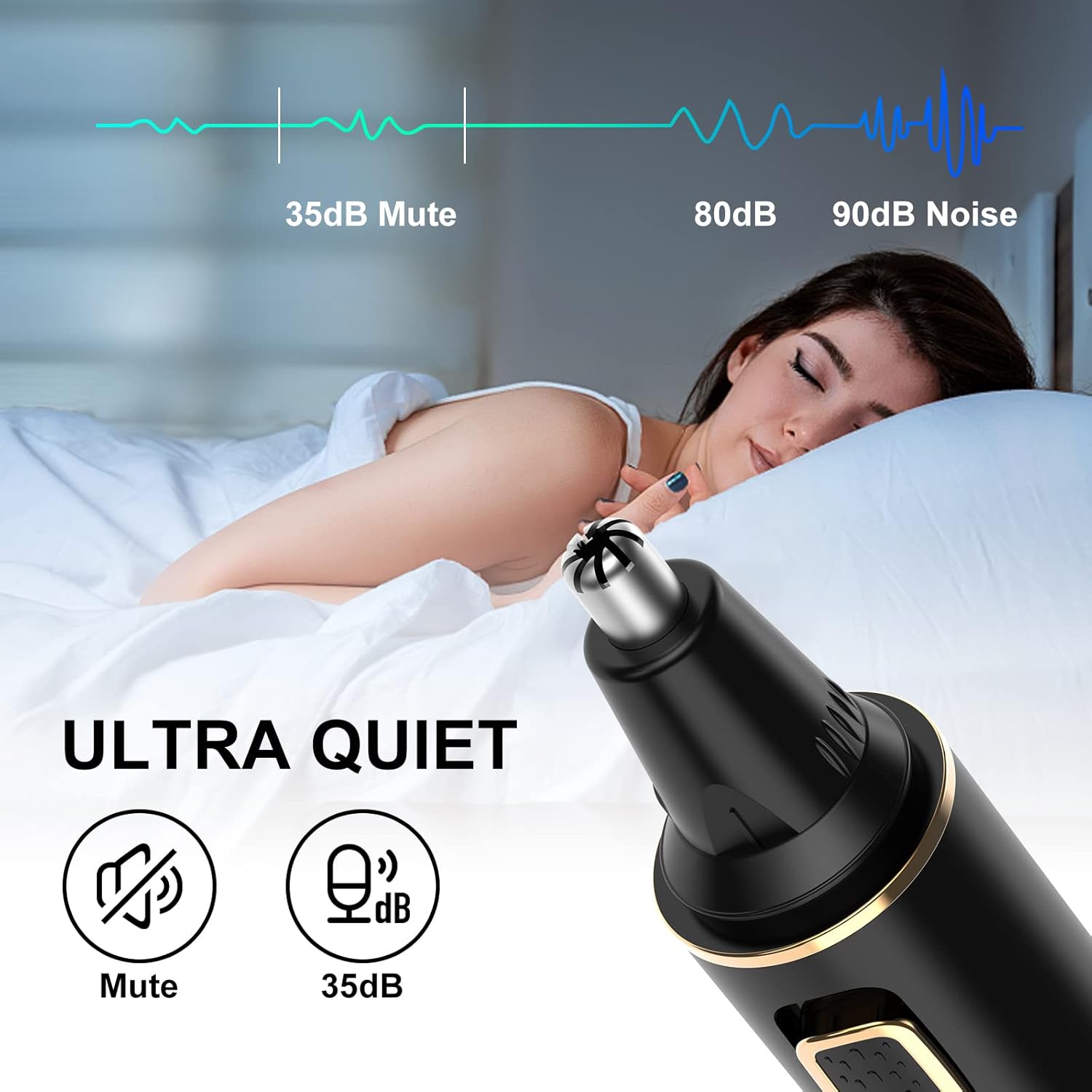 Nose Hair Trimmers for Men,Rechargeable Hair Trimmer 2 in 1 Painless Multifunctional Ear and Nose Hair Trimmer with IPX7 Waterproof Dual Edge Blades (Black) - Image 5