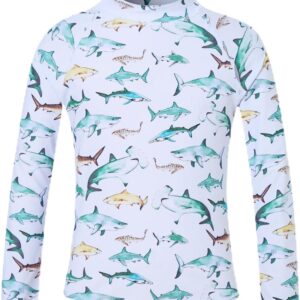 UNIFACO UPF 50+ Little Boys Long Sleeve Rash Guard Swim Shirt Premium Sun Shirt for 1-8 Years