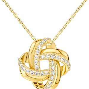 Love Knot Necklace for Women, Sterling Silver/Gold Plated Love Knot Pendant Jewelry Valentine’s Day Gift for Women on Birthday Anniversary for Wife Girlfriend Her