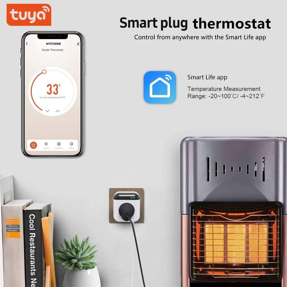 Programmable Smart WiFi Thermostat Plug Mini Temperature Controller 10A Plug-in Socket APP Control Voice Control Schedule Timer Electric Switch for Heating Cooling Appliances - Image 2
