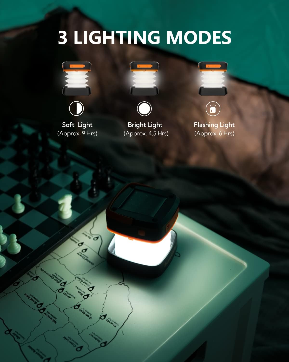 LUMOPAL Solar Lanterns - Collapsible Camping Light, Rechargeable LED Portable USB Lamp, IP54 Waterproof for Backpacking, Emergency Phone Charger, Tent, Hiking, Power Outage (2 Pack) - Image 3