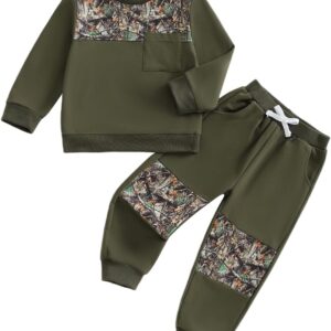 Toddler Boy Fall Winter Clothes Hunting Outfit Camouflage Long Sleeve Sweatshirt Pullover Jogger Pant Set