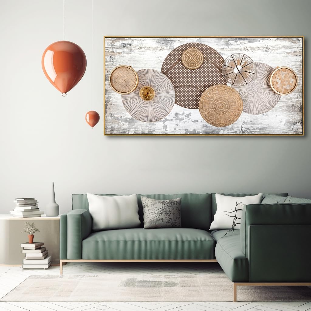 Wall Art Floral Rustic Wall Decor Yellow and White Canvas Painting Abstract Wall Art for Bedroom Living Room Dining Room Home Office Decor 20"x40" with Framed - Image 3