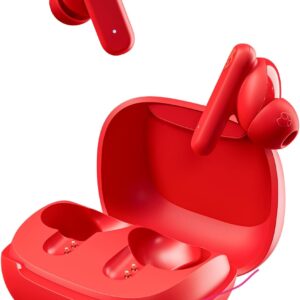 Skullcandy Smokin’ Buds Wireless Earbuds, Bluetooth Headphones, Noise Isolating Fit, Up to 20 Hours Battery, IPX4 Sweat and Water Resistant, Microphone for iPhone Android – Flame