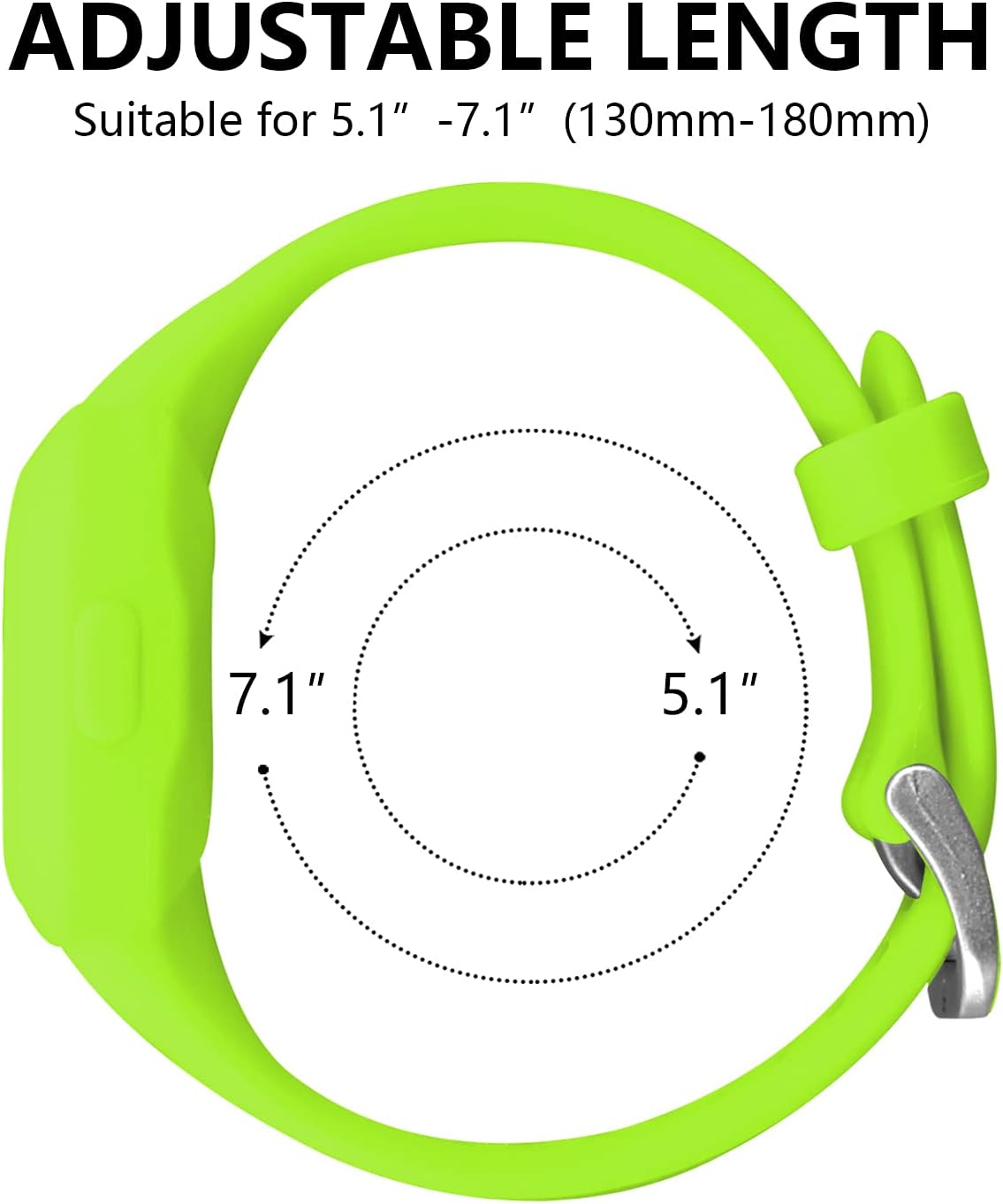 Vanet 4 Pack Compatible with Garmin Vivofit Jr 3 Bands for Kids, Soft Silicone Sport Breathable Bands Adjustable Replacement for Girls Boys, Black/Navy/Lime/Teal Green - Image 7