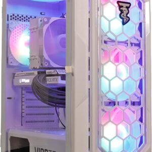 ViprTech Ghost 2.0 Gaming PC – AMD Ryzen 5 5600 (4.4Ghz Turbo), RTX 3060 12GB, 32GB DDR4 3200, 1TB NVMe SSD, 600W Gold PSU, VR-Ready, Streaming, WiFi BT, RGB, Win 11, Desktop Computer White
